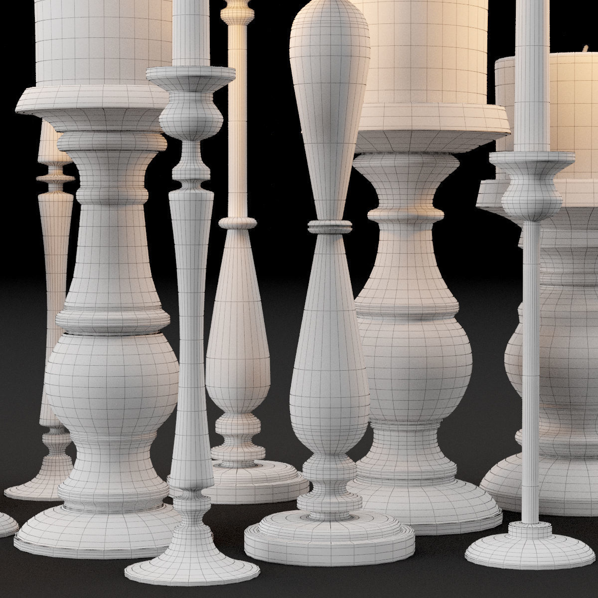 candlestick full set 3D model_8