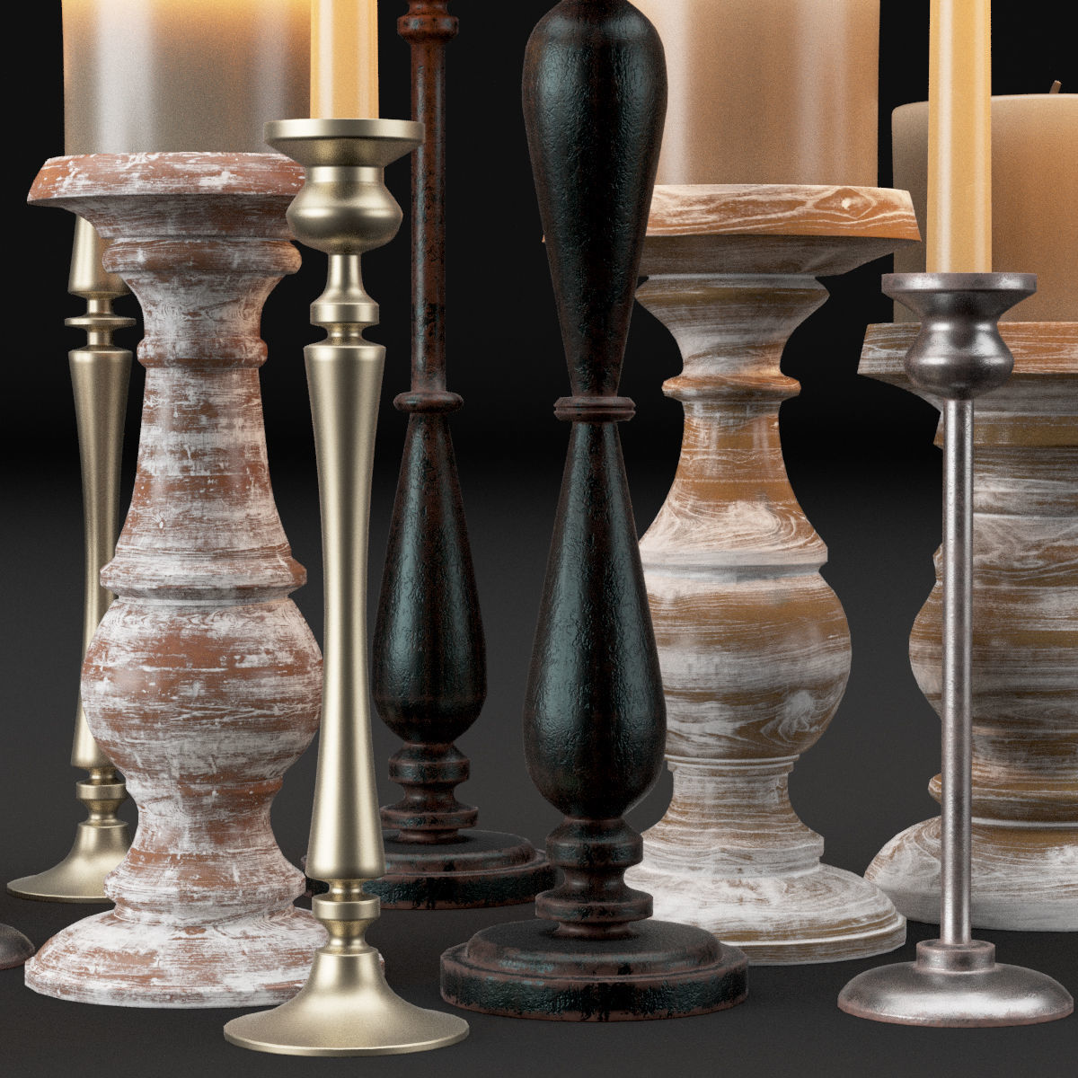 candlestick full set 3D model_7