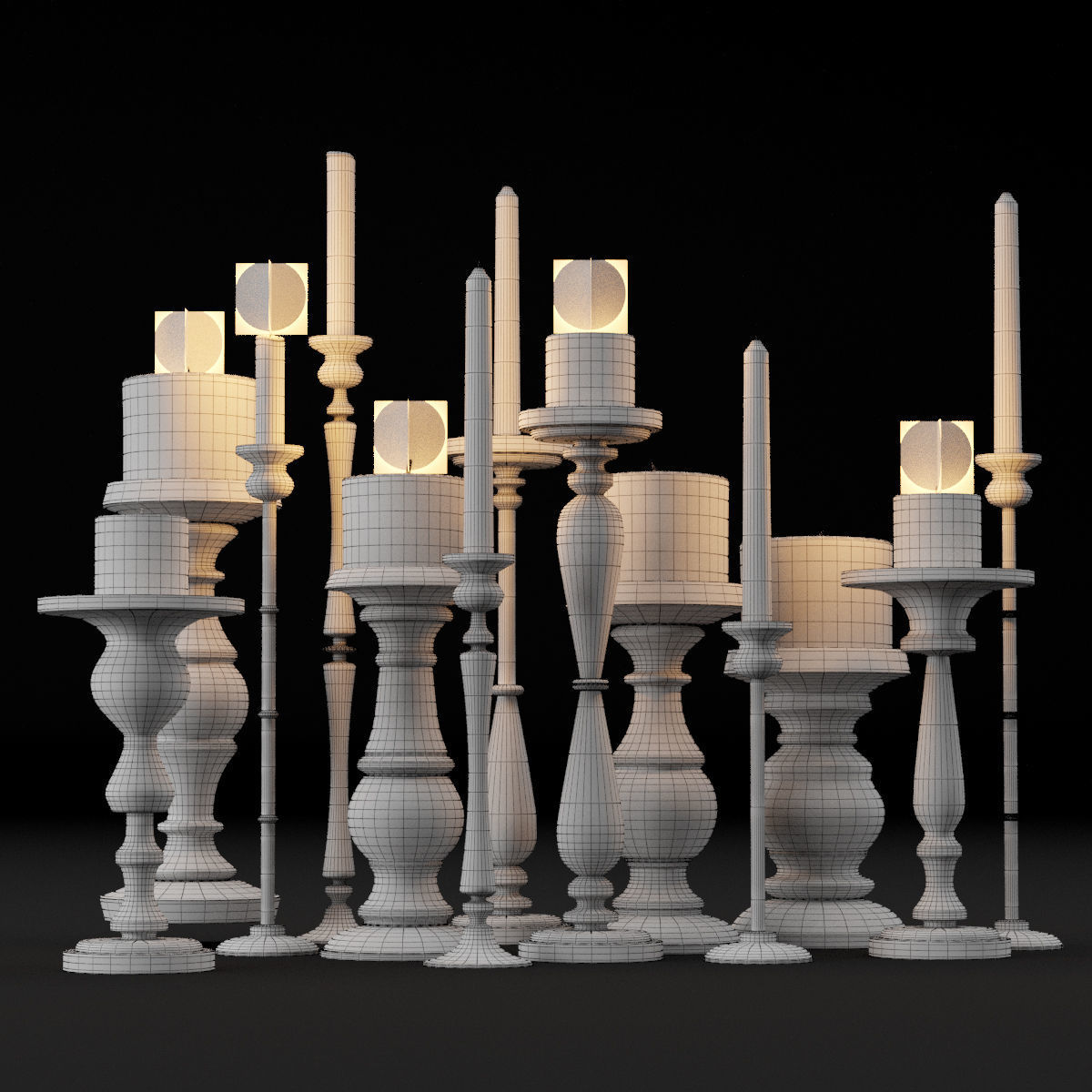 candlestick full set 3D model_4