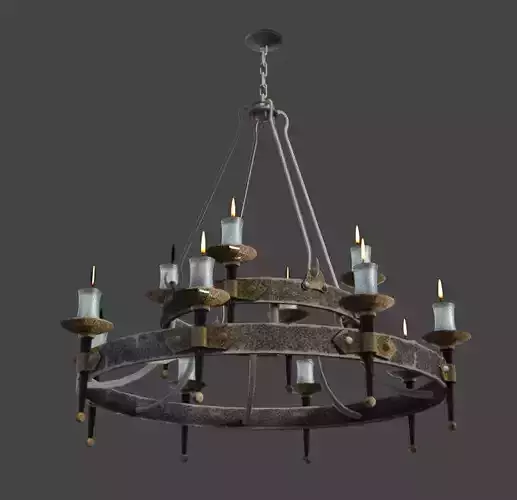 chandeleir metal chandelier with candles Free 3D model