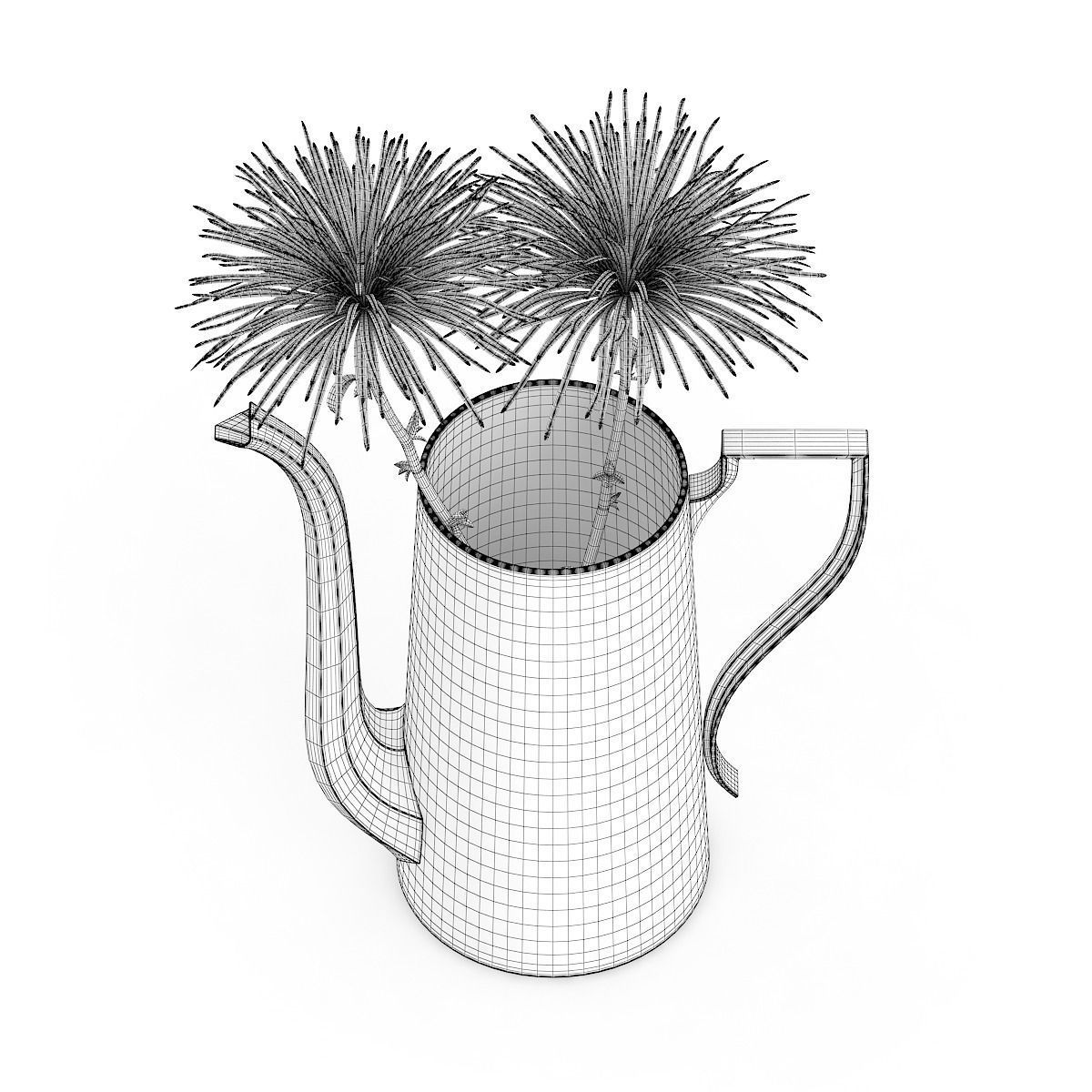 Pink Flowes in Golden Teapot 3D model_5