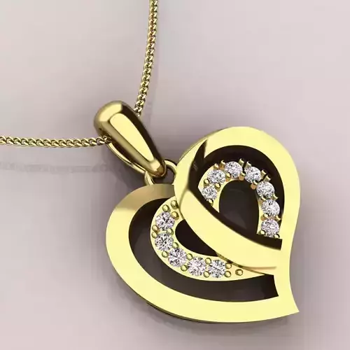 Heart pendent with diamonds
