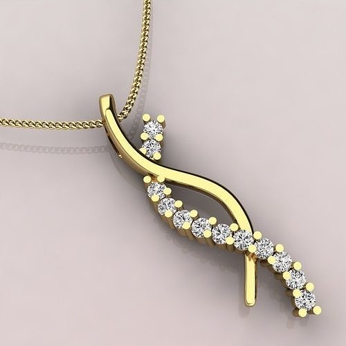 Twisted Ribbon Pendent Round diamonds 3D print model