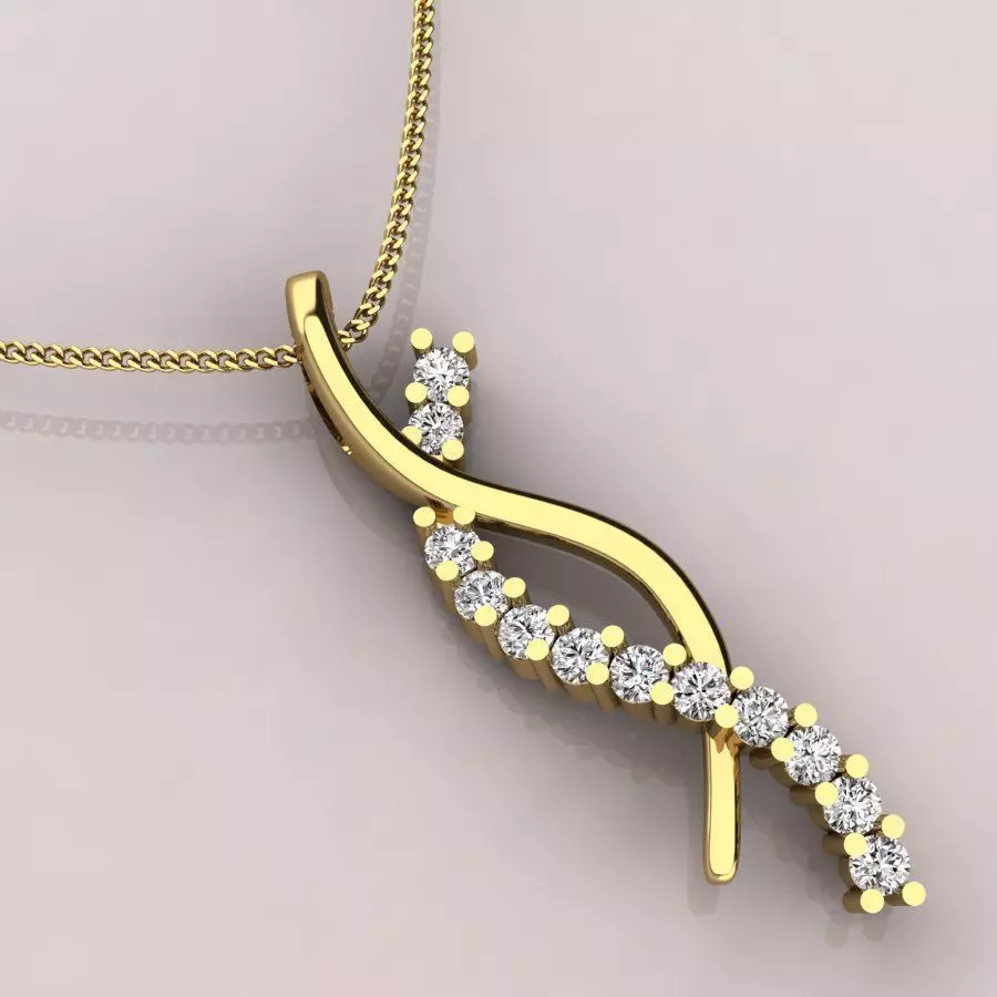 Twisted Ribbon Pendent Round diamonds 3D print model_0