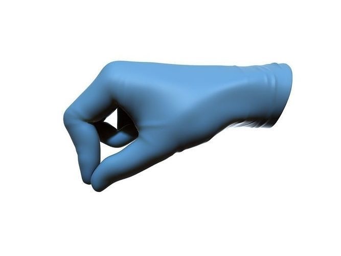 Gloved hand holding something with two fingers 3D model