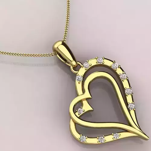 dual heart pendent with micro-prong setting diamonds 