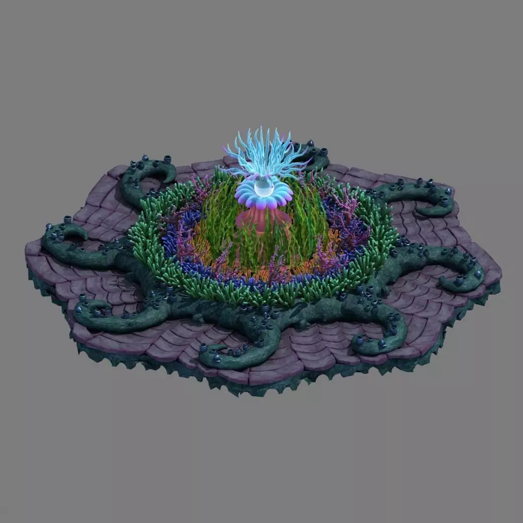 Submarine plant - sea anemone 3D model_0
