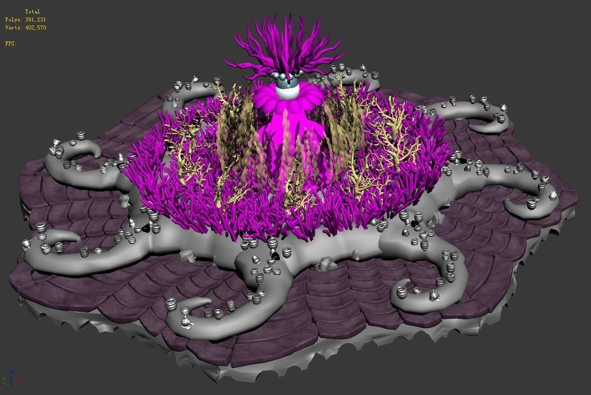 Submarine plant - sea anemone 3D model_3