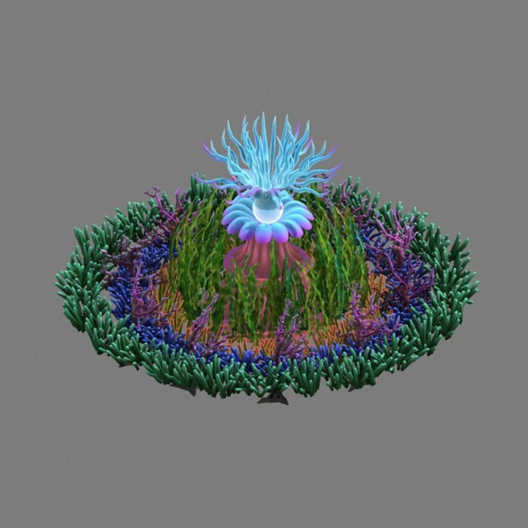 Submarine plant - sea anemone 3D model_2