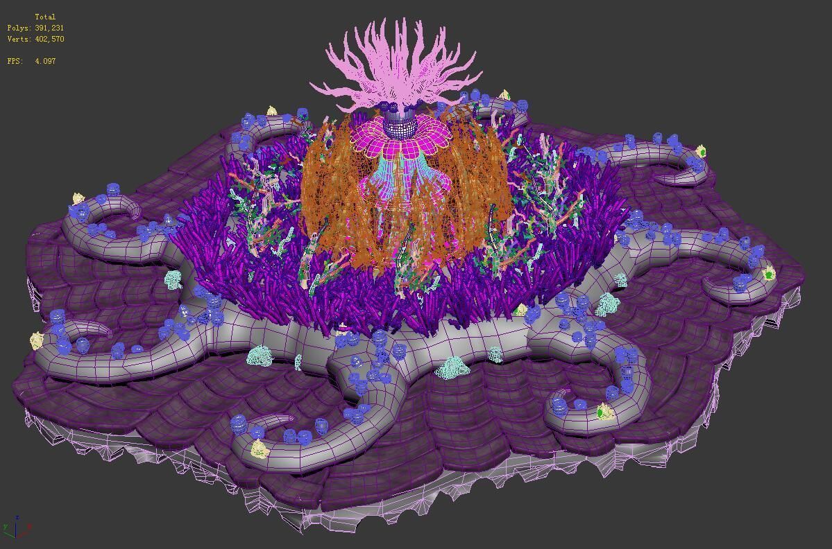 Submarine plant - sea anemone 3D model_4