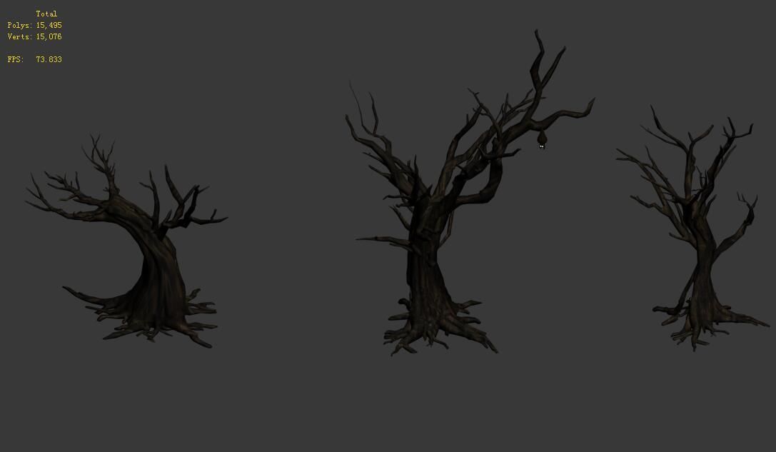 Dark forest - dead tree 01 3D model_5
