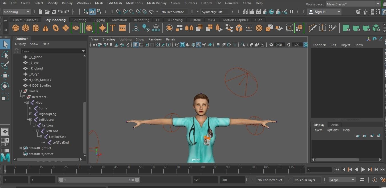 Female Doctor Low-poly 3D model_1