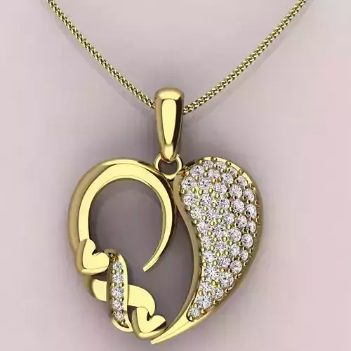 Heart pendent with X style with pave diamonds inches necklace 