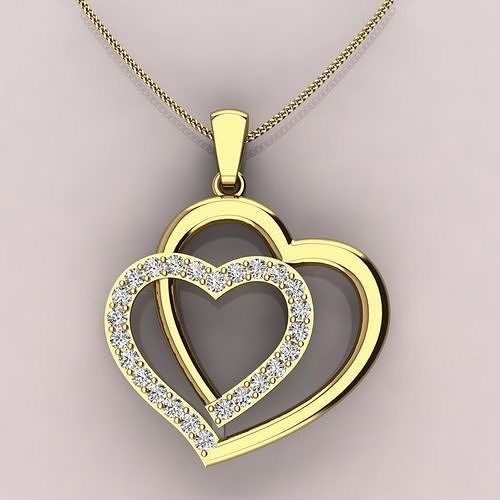 symmetry heart shape pendent bridge connected  3D print model