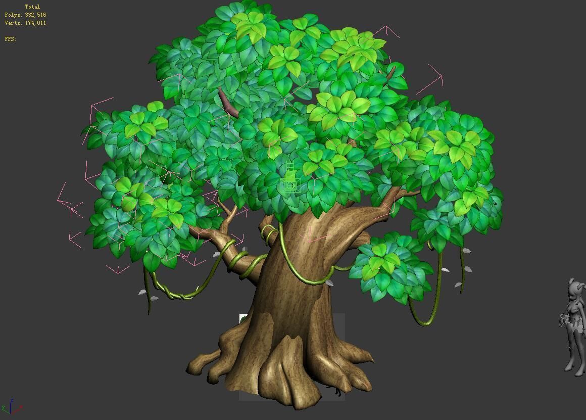 Cartoon forest - big tree 01 3D model_2
