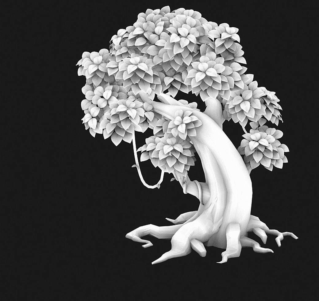 Cartoon forest - big tree 02 3D model_1