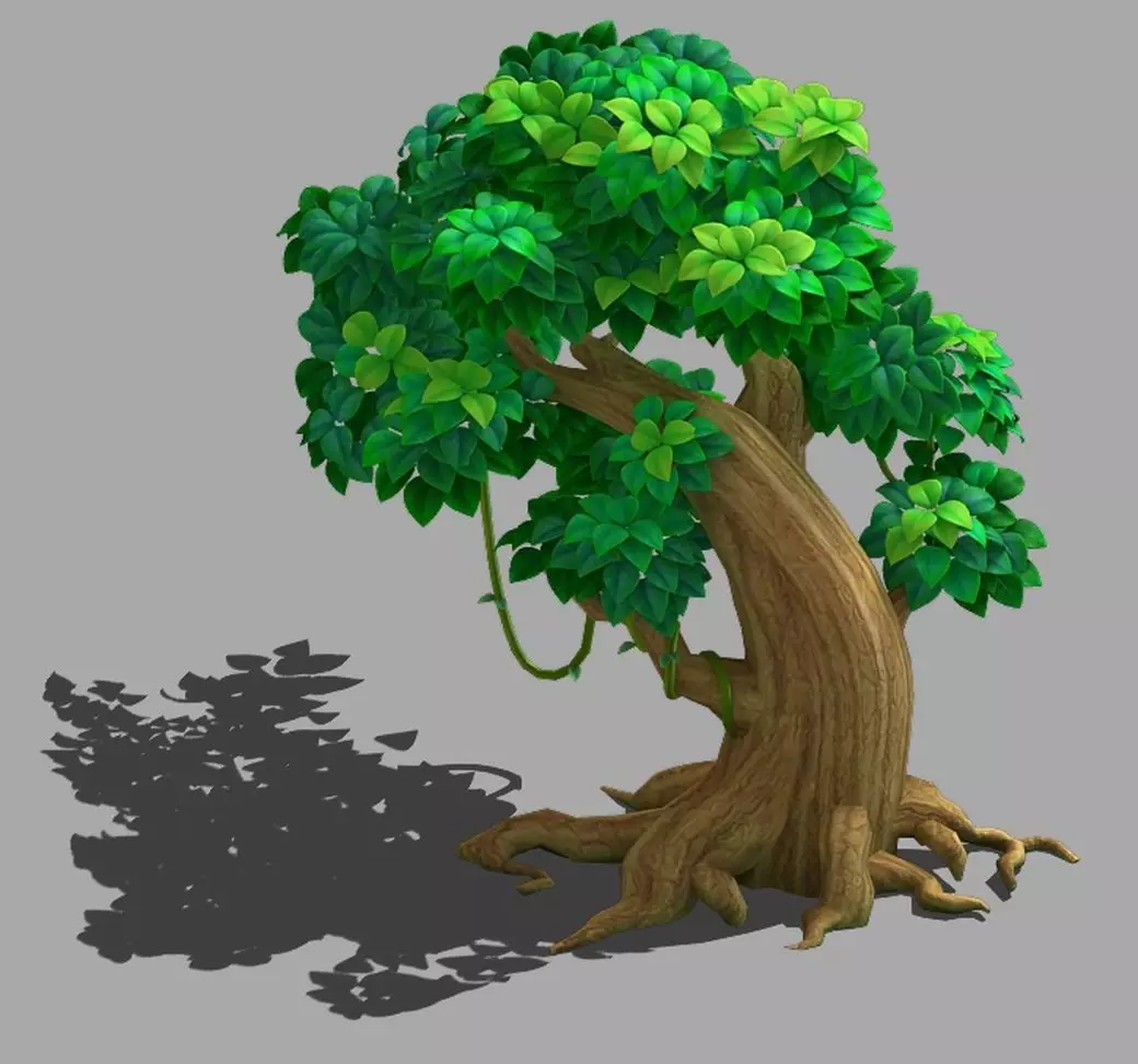 Cartoon forest - big tree 02 3D model_0