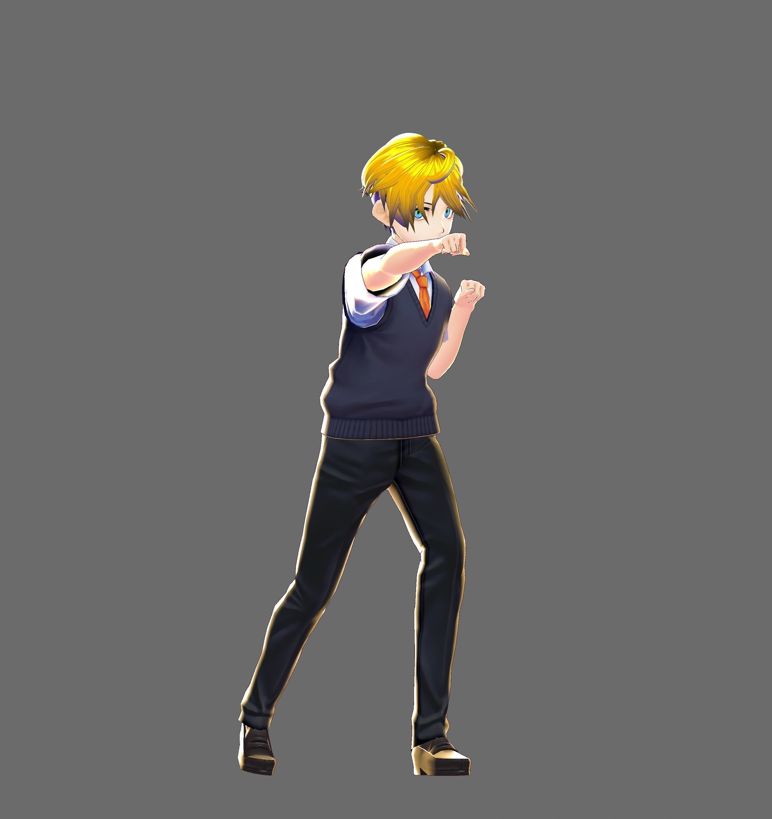 Gabriel anime character doing kick Low-poly 3D model_7