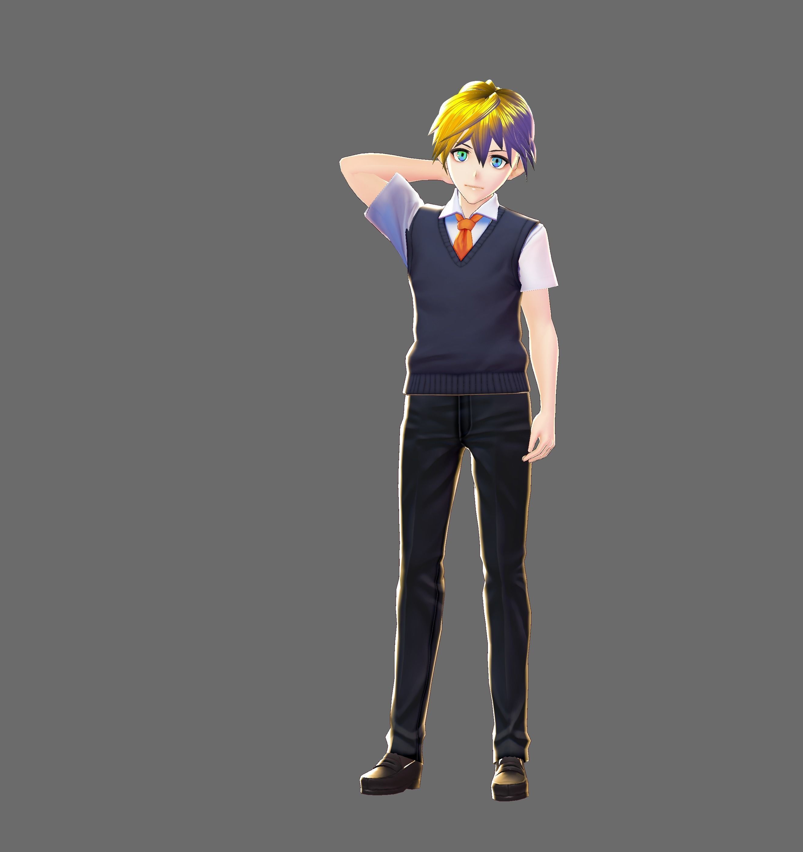 Gabriel anime character doing kick Low-poly 3D model_4