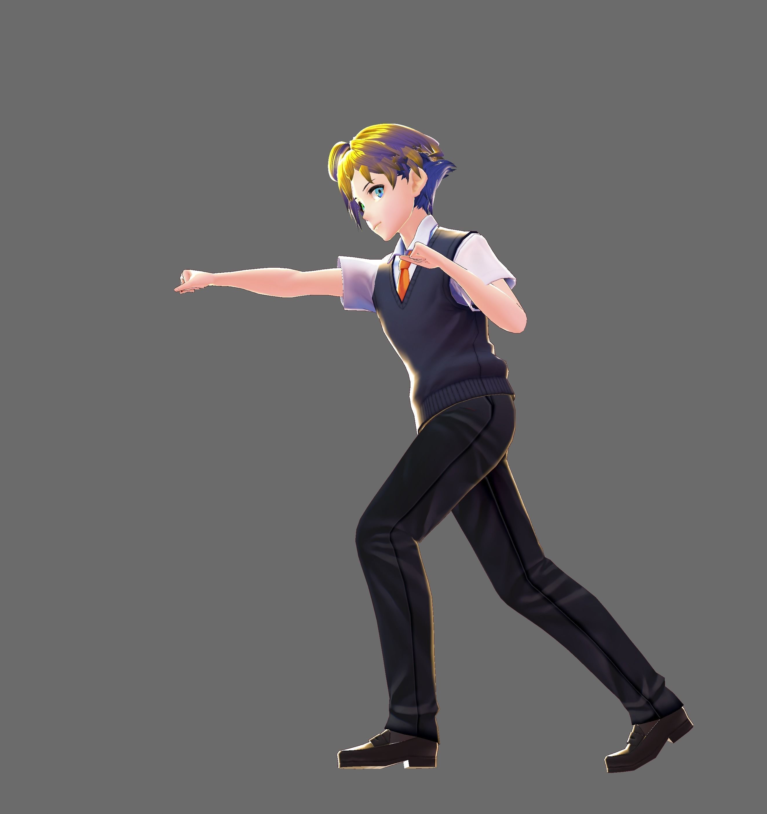 Gabriel anime character doing kick Low-poly 3D model_6