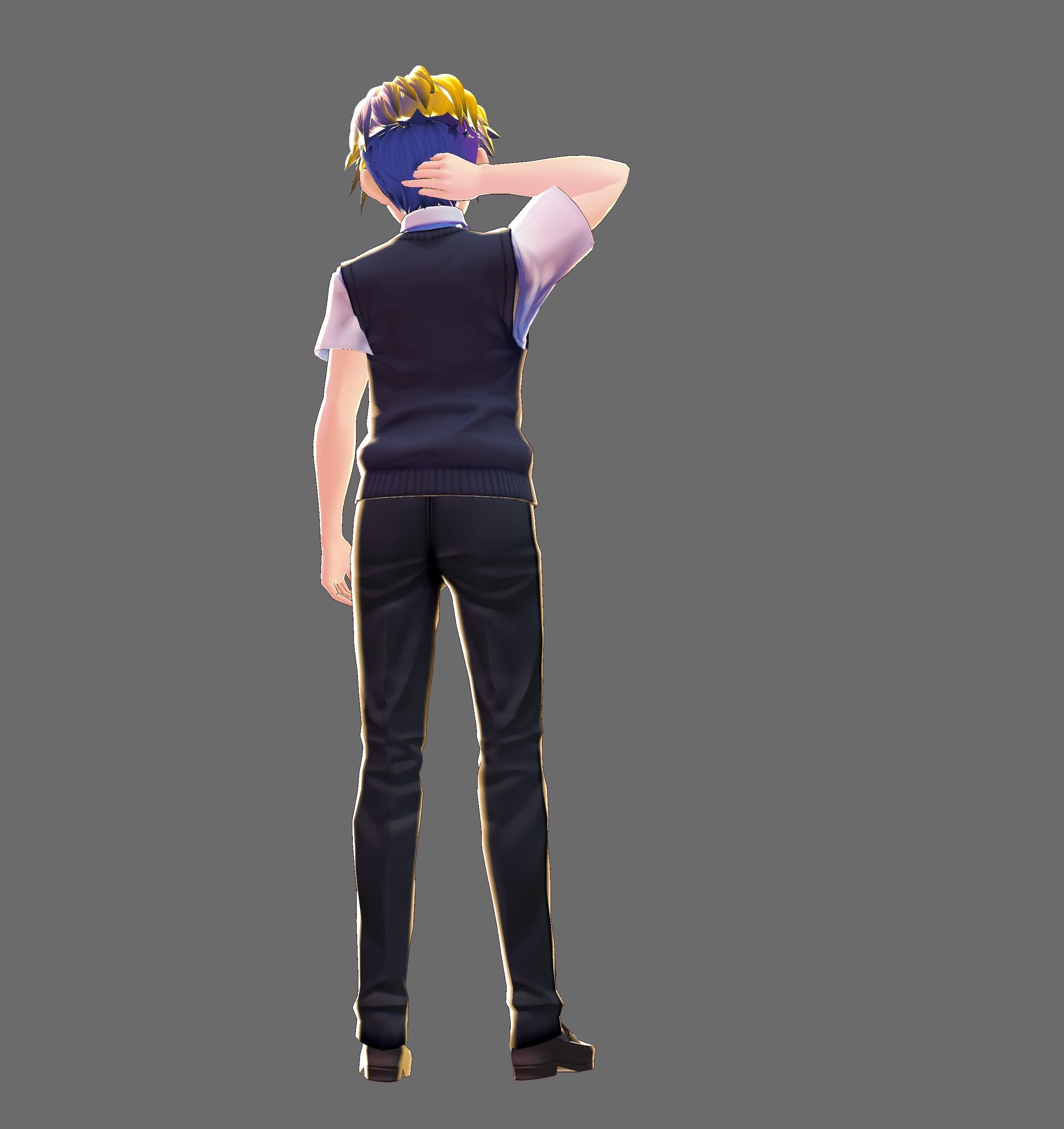 Gabriel anime character doing kick Low-poly 3D model_5