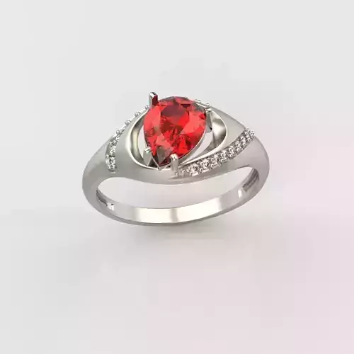 Women ring with gem and diamonds 3dm stl