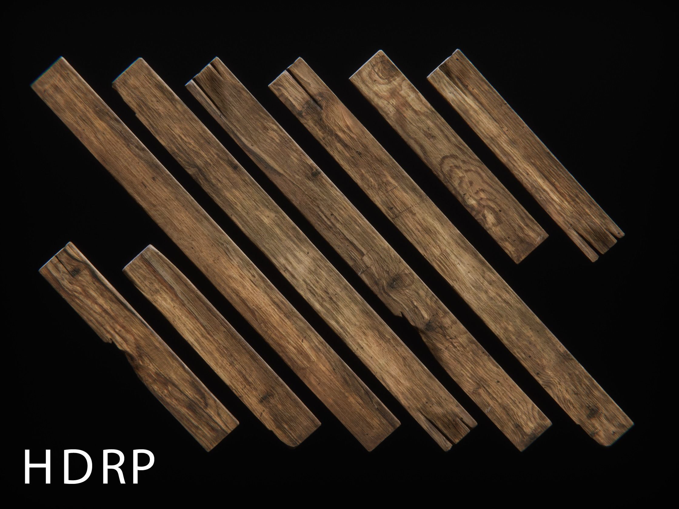 Wooden Planks Low-poly 3D model_1