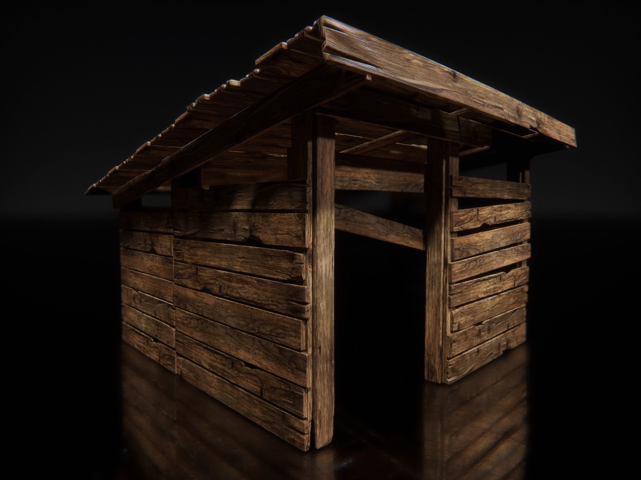 Wooden Planks Low-poly 3D model_6