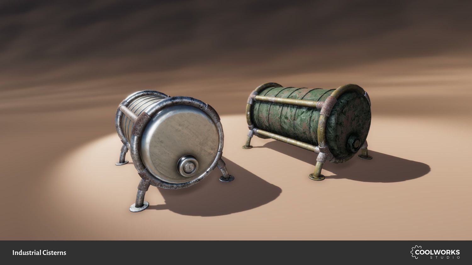 Industrial Cisterns Low-poly 3D model_1