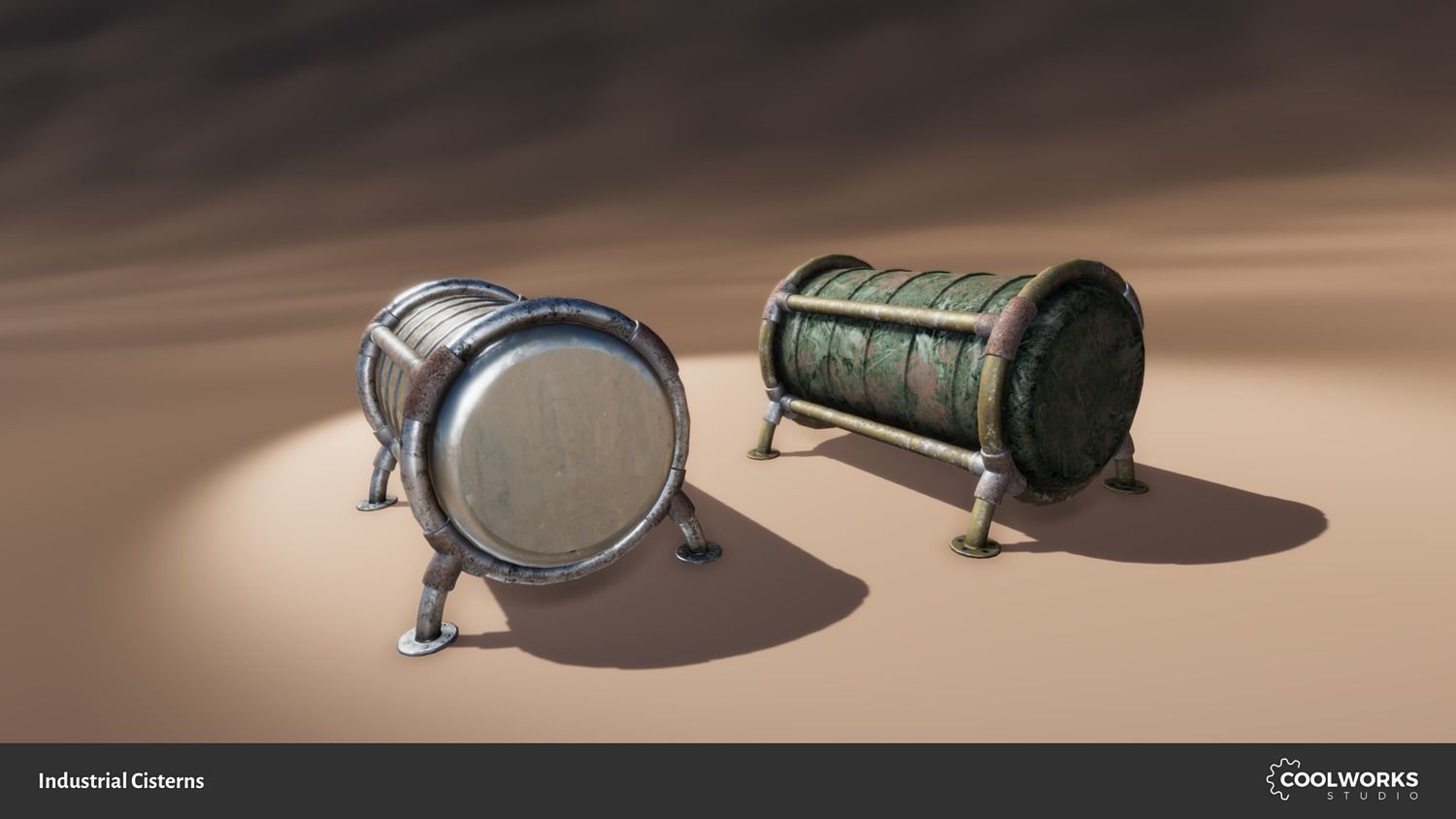 Industrial Cisterns Low-poly 3D model_2