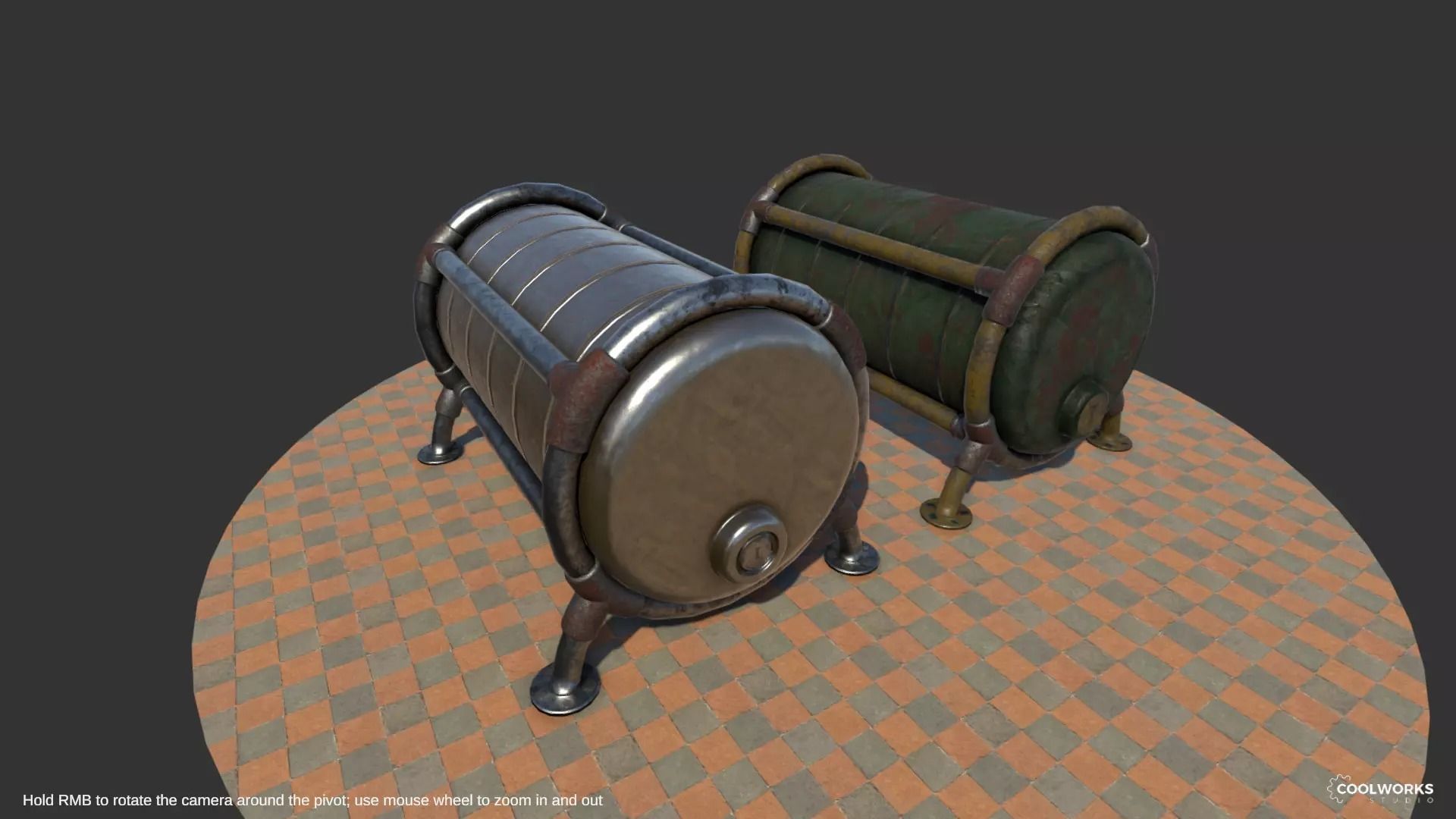 Industrial Cisterns Low-poly 3D model_7