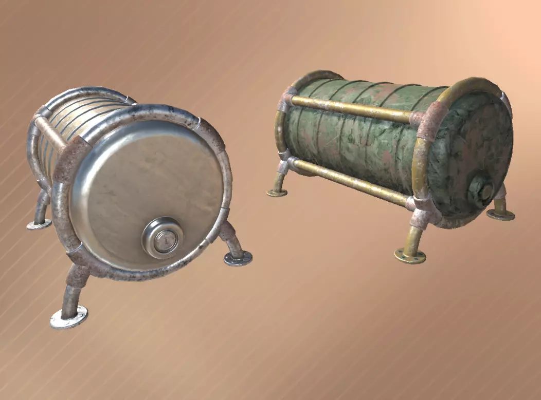 Industrial Cisterns Low-poly 3D model_0