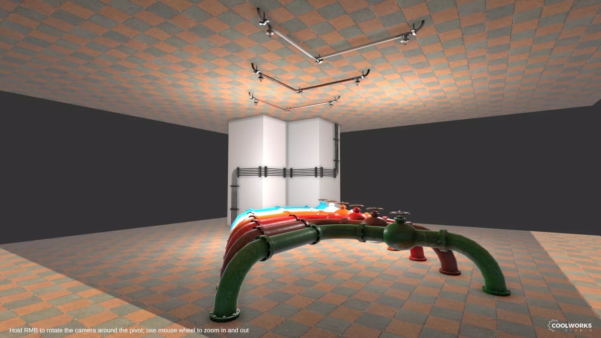 Pipes and Cables Low-poly 3D model_6