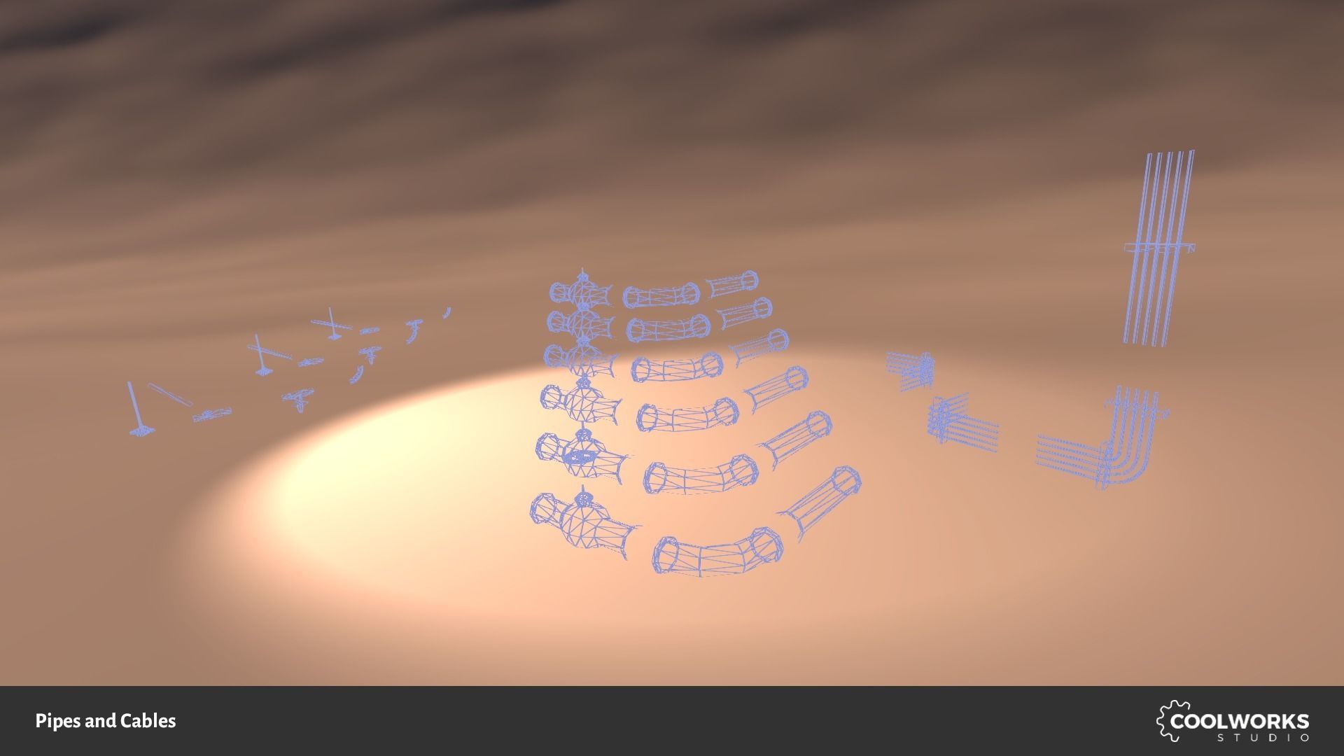 Pipes and Cables Low-poly 3D model_9