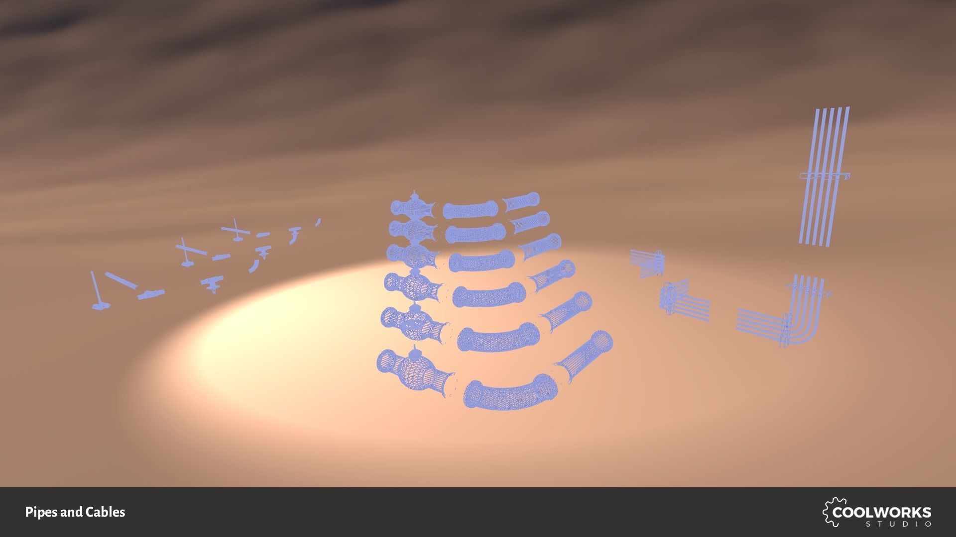 Pipes and Cables Low-poly 3D model_8