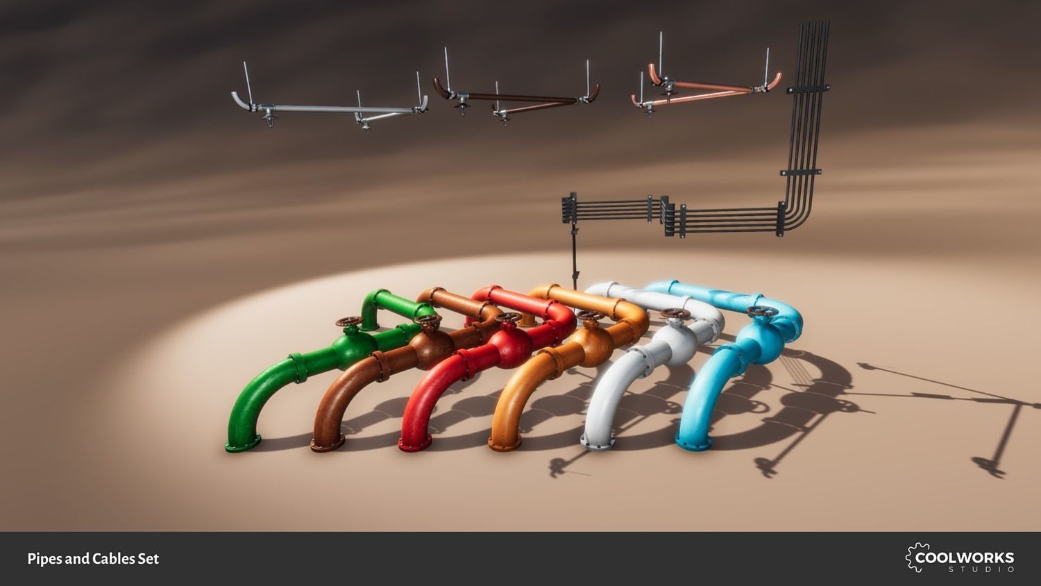 Pipes and Cables Low-poly 3D model_1