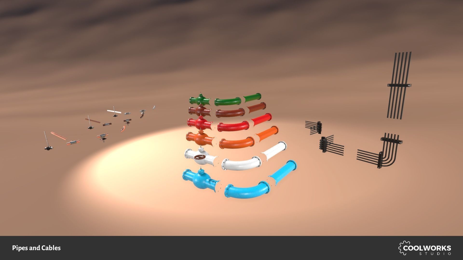Pipes and Cables Low-poly 3D model_7