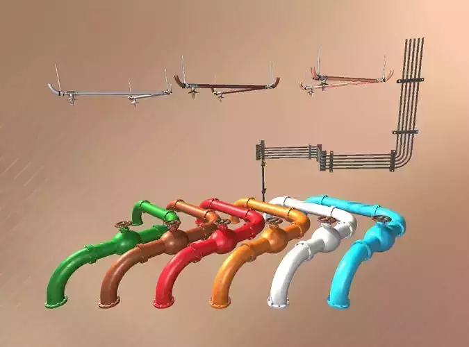 Pipes and Cables Low-poly 3D model