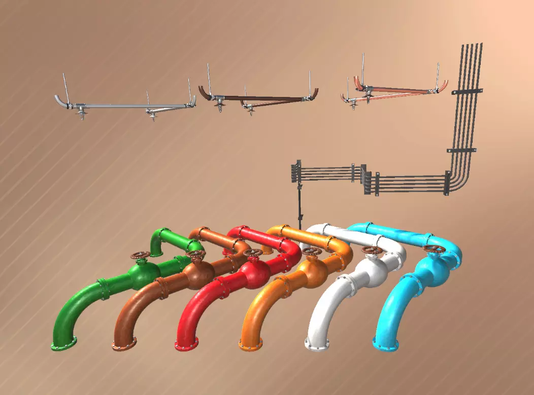 Pipes and Cables Low-poly 3D model_0