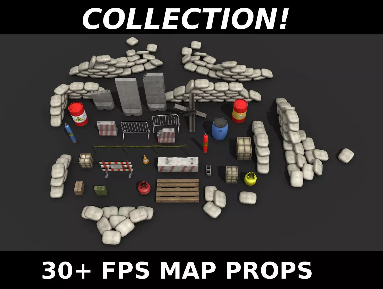 FPS Map Props - Game Assets Low-poly 3D model_0