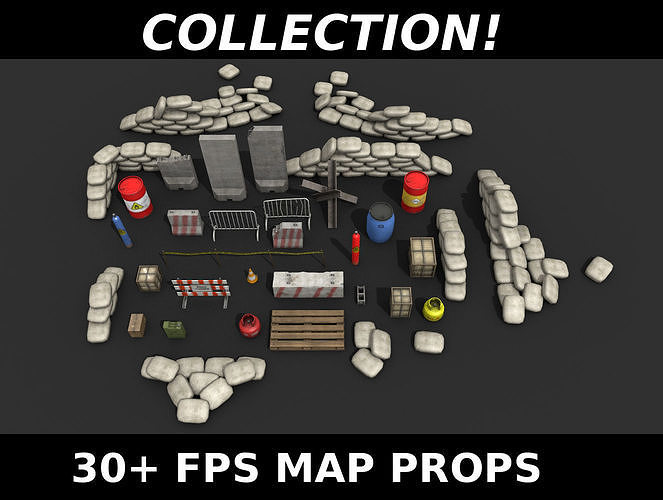 FPS Map Props - Game Assets Low-poly 3D model