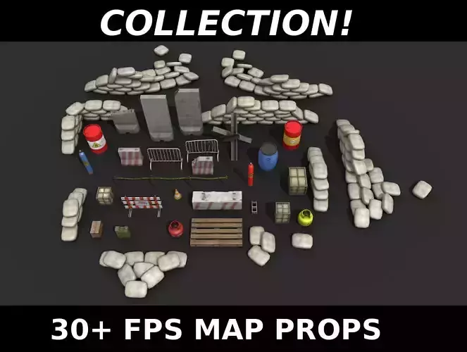FPS Map Props - Game Assets Low-poly 3D model