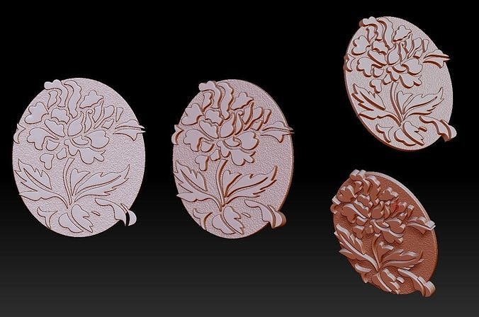 Peony flower pendant 3D print model