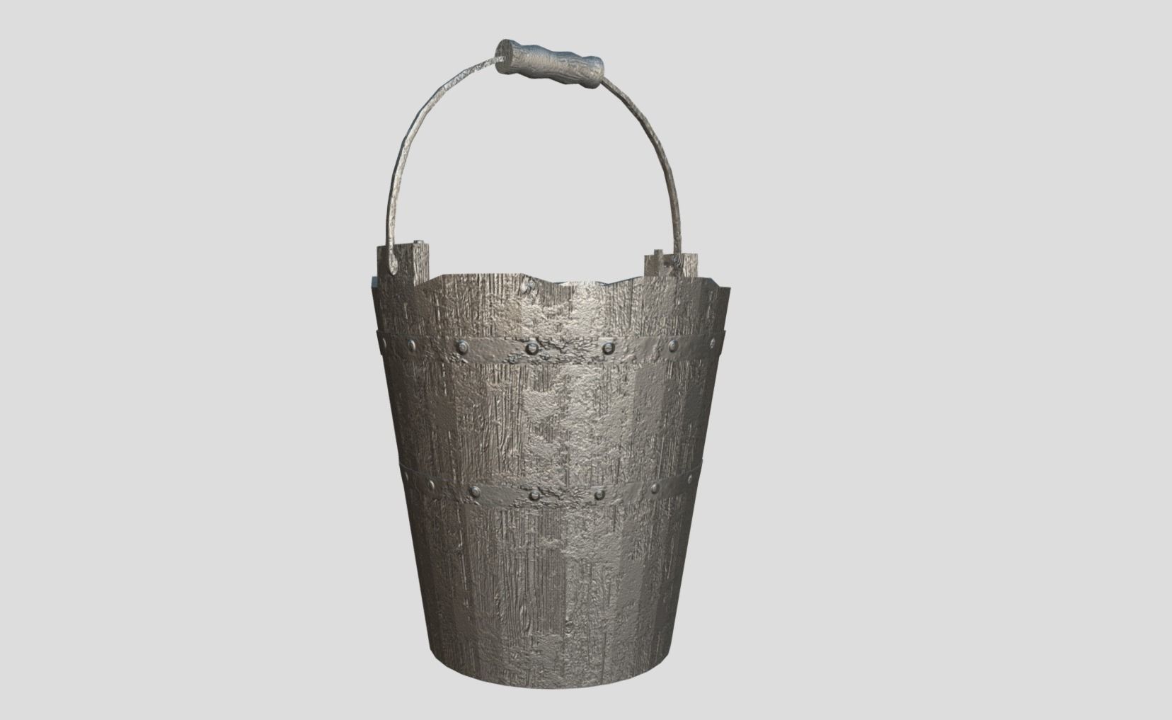 Medieval Bucket Prop Low-poly 3D model_7
