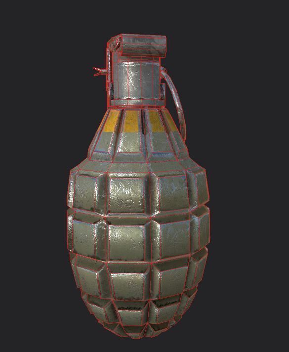 Hand Grenade Low-poly 3D model_4