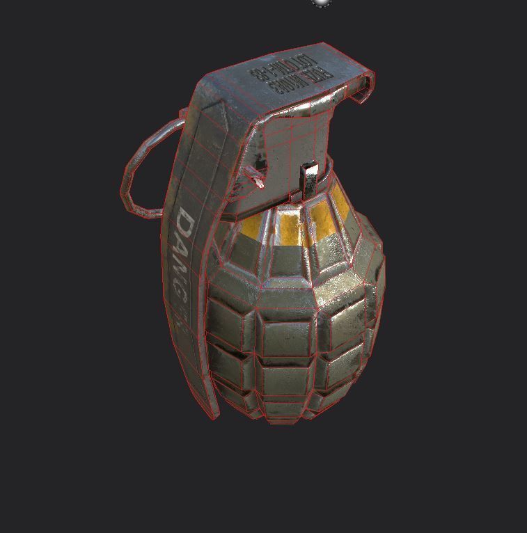 Hand Grenade Low-poly 3D model_5