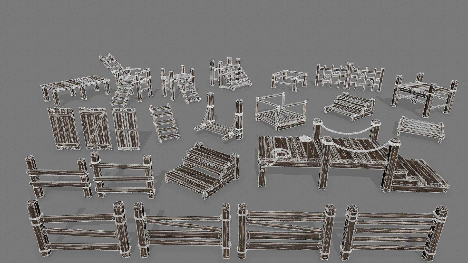 woods and ropes Low-poly 3D model_34