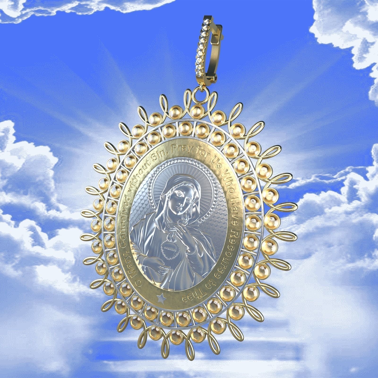 VIRGIN MARY EARRING 3D print model_1