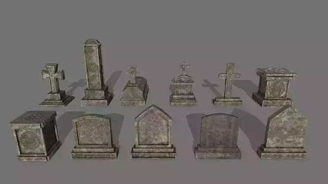 Tombstone set gravestone Low-poly 3D model
