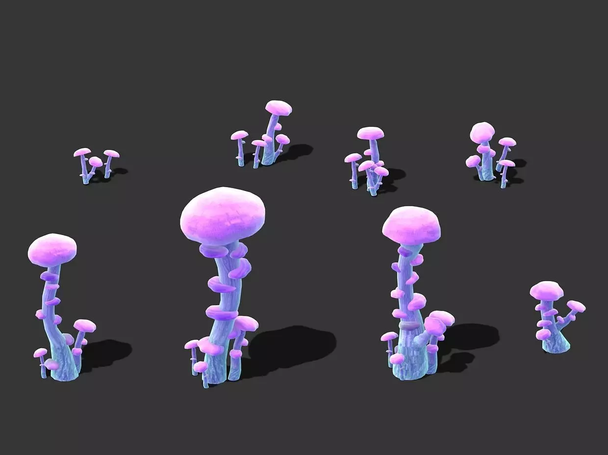 Cartoon Sky City - Ice and Snow Mushroom 3D model_0